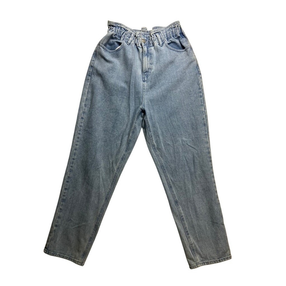 PacSun Womens Mom Jeans Light Wash High‎ Rise Elastic Waist Denim Size L